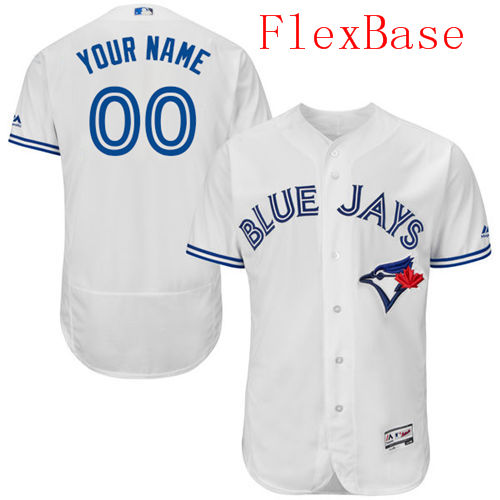 Mens Toronto Blue Jays White Customized Flexbase Majestic MLB Collection Jersey Mens Toronto Blue Jays White Customized Flexbase Majestic MLB Collection Jersey